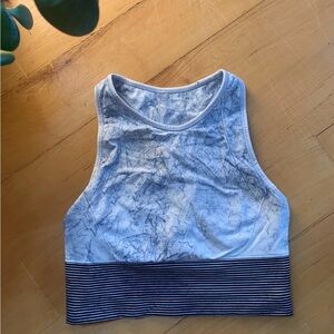 lululemon athletica Blue and White Crop Top cropped workout shirt